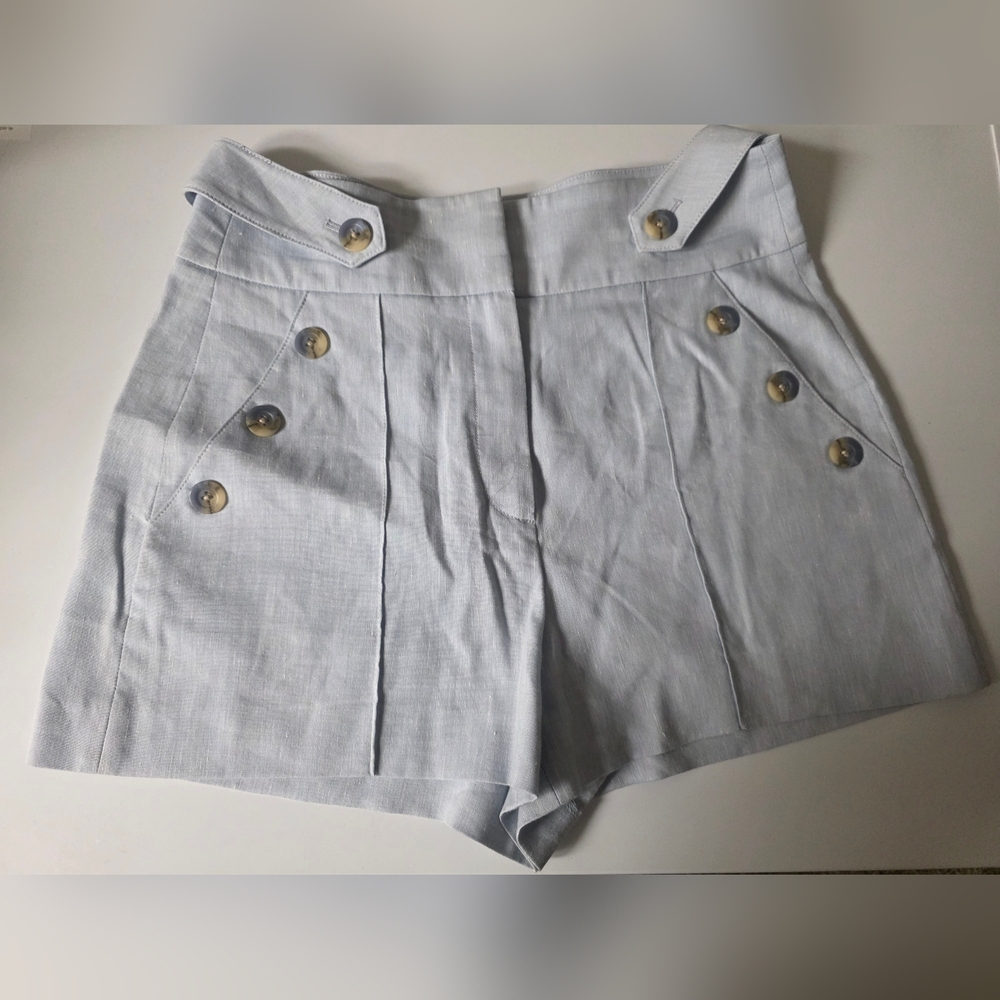 Veronica Beard Pine Linen Shorts Light Blue Women's Size 8 - Picture 3 of 4